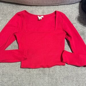 Bozzolo Red Long Sleeve Crop Top